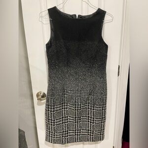 Elegant Black and Gray Dress Houndstooth work Talbots 8P